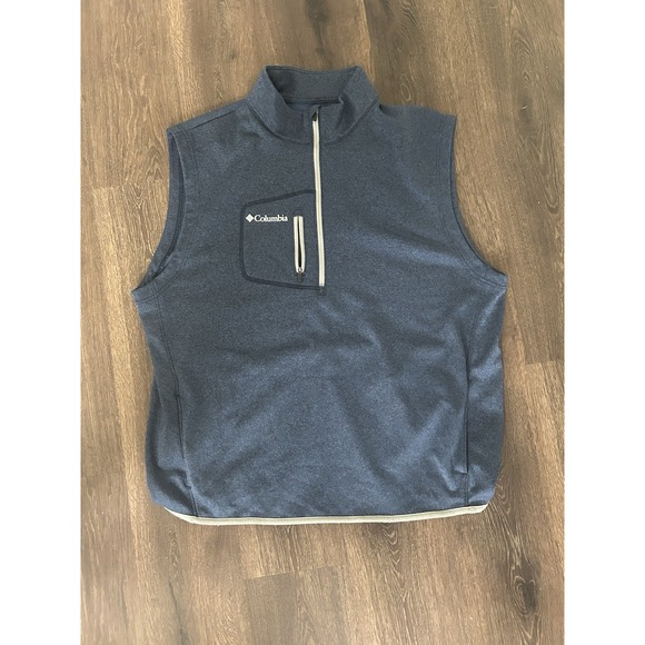 Columbia Golf Vest Men's XL Navy EUC MINT Preppy 1/4 Zip - Picture 1 of 6